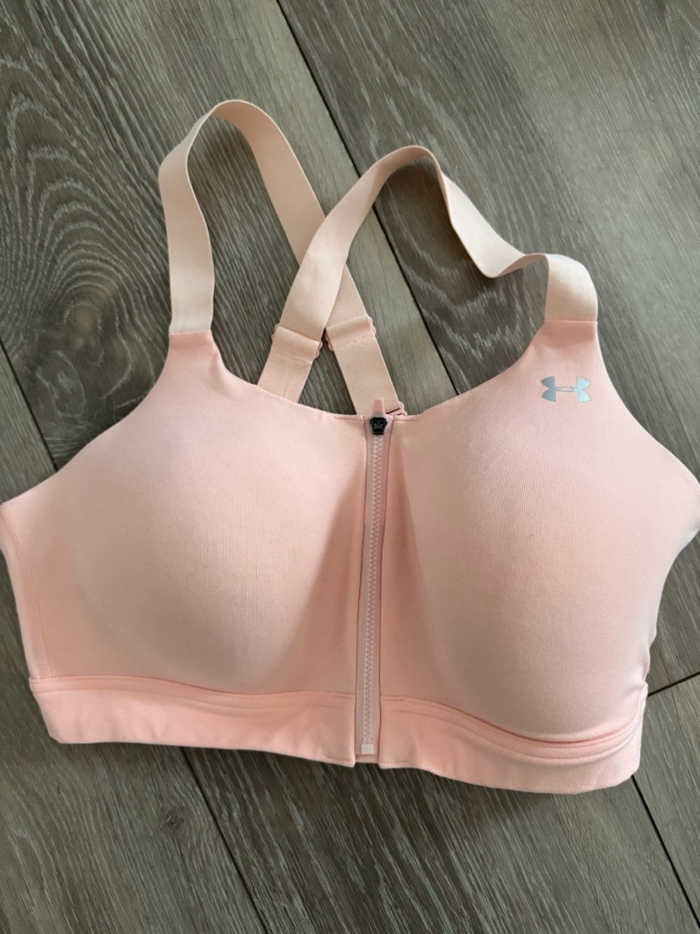 Under Armour Peach Front-Zip High-Support Sports Bra
